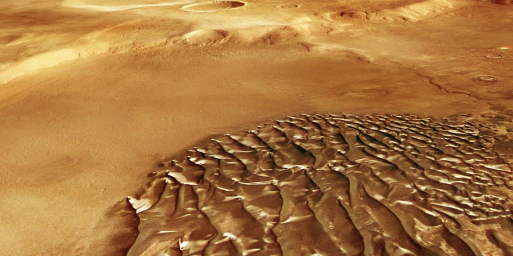 Mars Express прислал восхитительные снимки 100-метровых «металлических» волн в южном высокогорье Марса